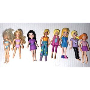 8 Polly Pocket 3.5" Dolls Lot McDonalds Vintage Newer Extra Clothes 3 Sets